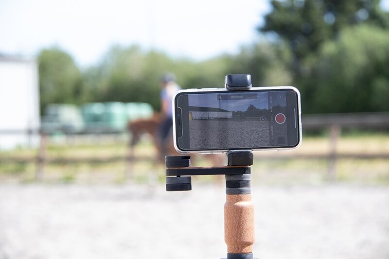 een jury kijkt vanuit de auto bij de letter c naar een dressuurcombinatie in de ring