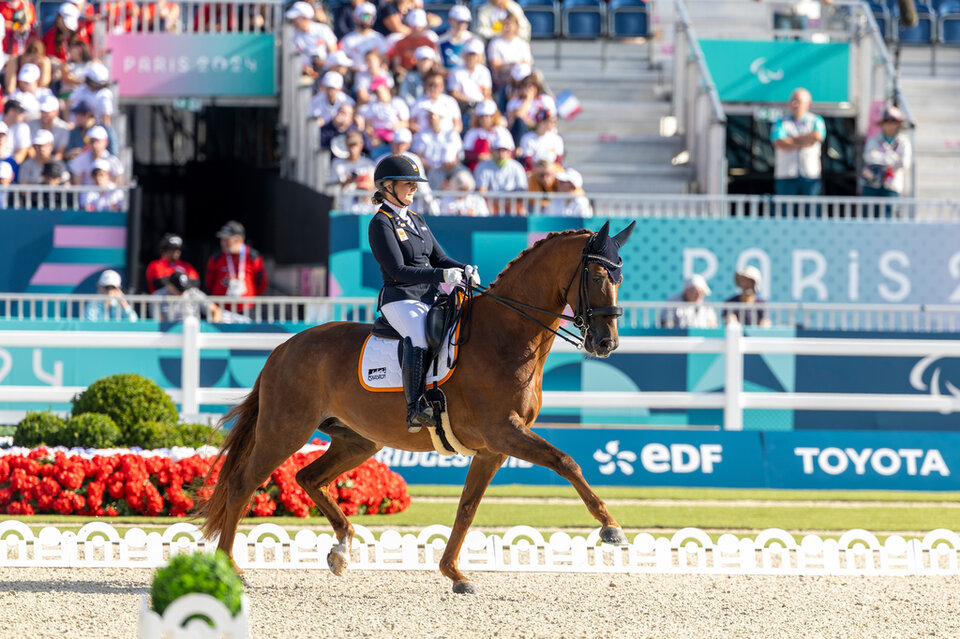 demi haerkens en ehl daula n.o.p. onderweg tijdens hun gouden individuele proef