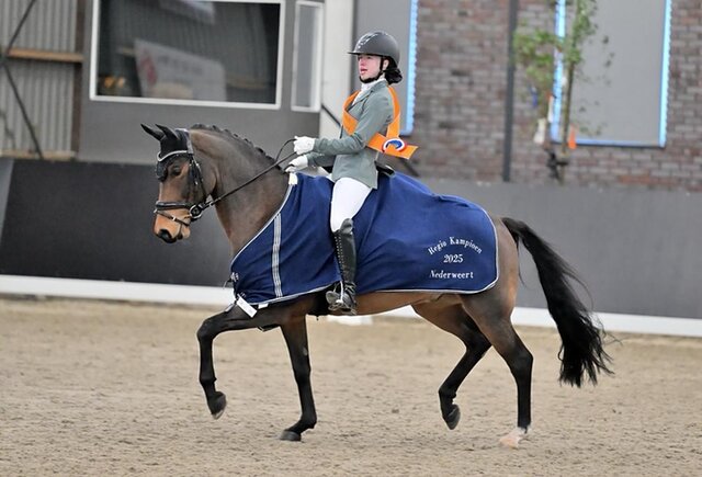 isa harleman en pony vip tijdens een dressuurwedstrijd